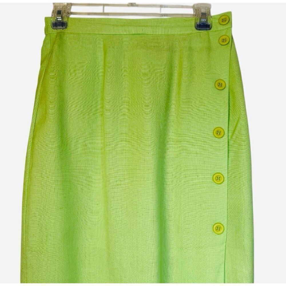 Requirements Linen Blend A-Line Skirt Bright Green Sz. 8  Professional Country C - Picture 2 of 8